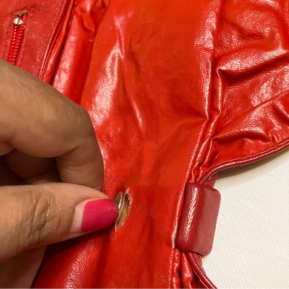 Vintage 80s 90s Red Leather Clutch - Picture 5 of 14